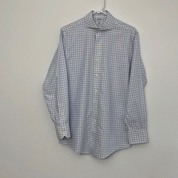 Brooks Brothers 14 1/2 - 2/3 1818 Regent Cotton Dress Shirt windowpane - Picture 3 of 11